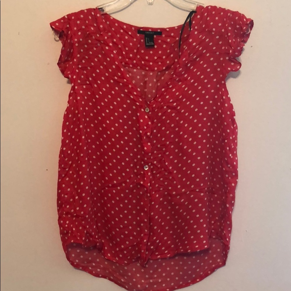 Hot pink button down blouse